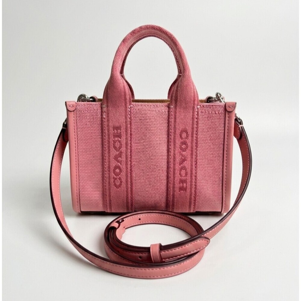Coach Smith Mini Tote Bag Blush Pink Canvas Leather Crossbody CS618 New